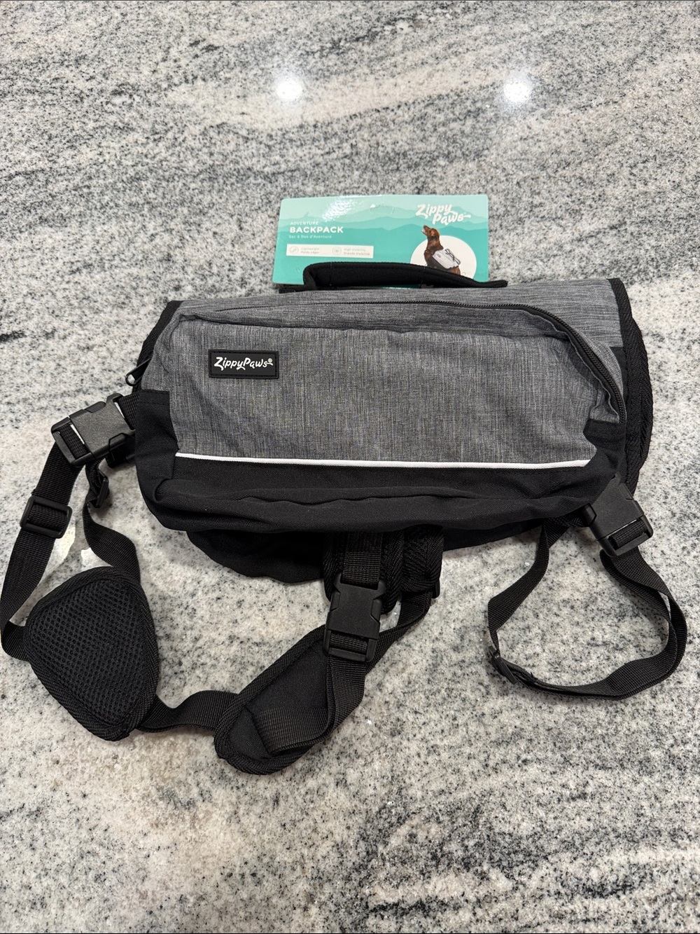 ZippyPaws Gray & Black Dog Sling Backpack